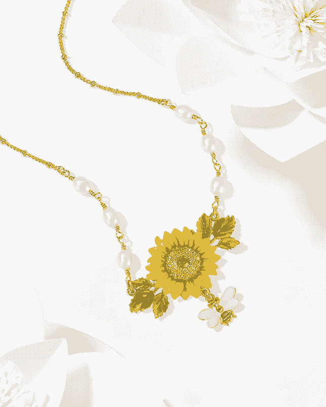 sunflower necklace showcasing vibrant designs
