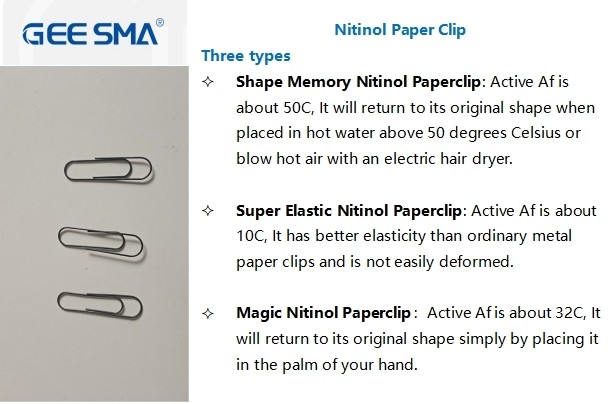 nitinol paper clip showcased with traditional metal clips