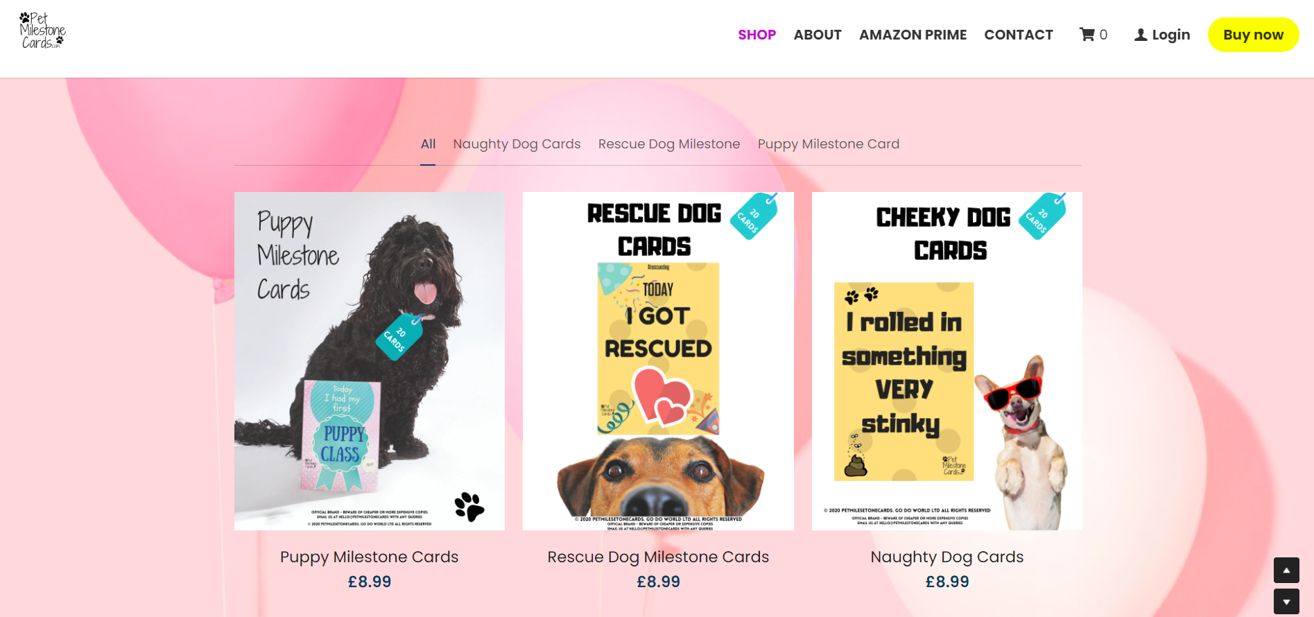 Pet Milestone cards website