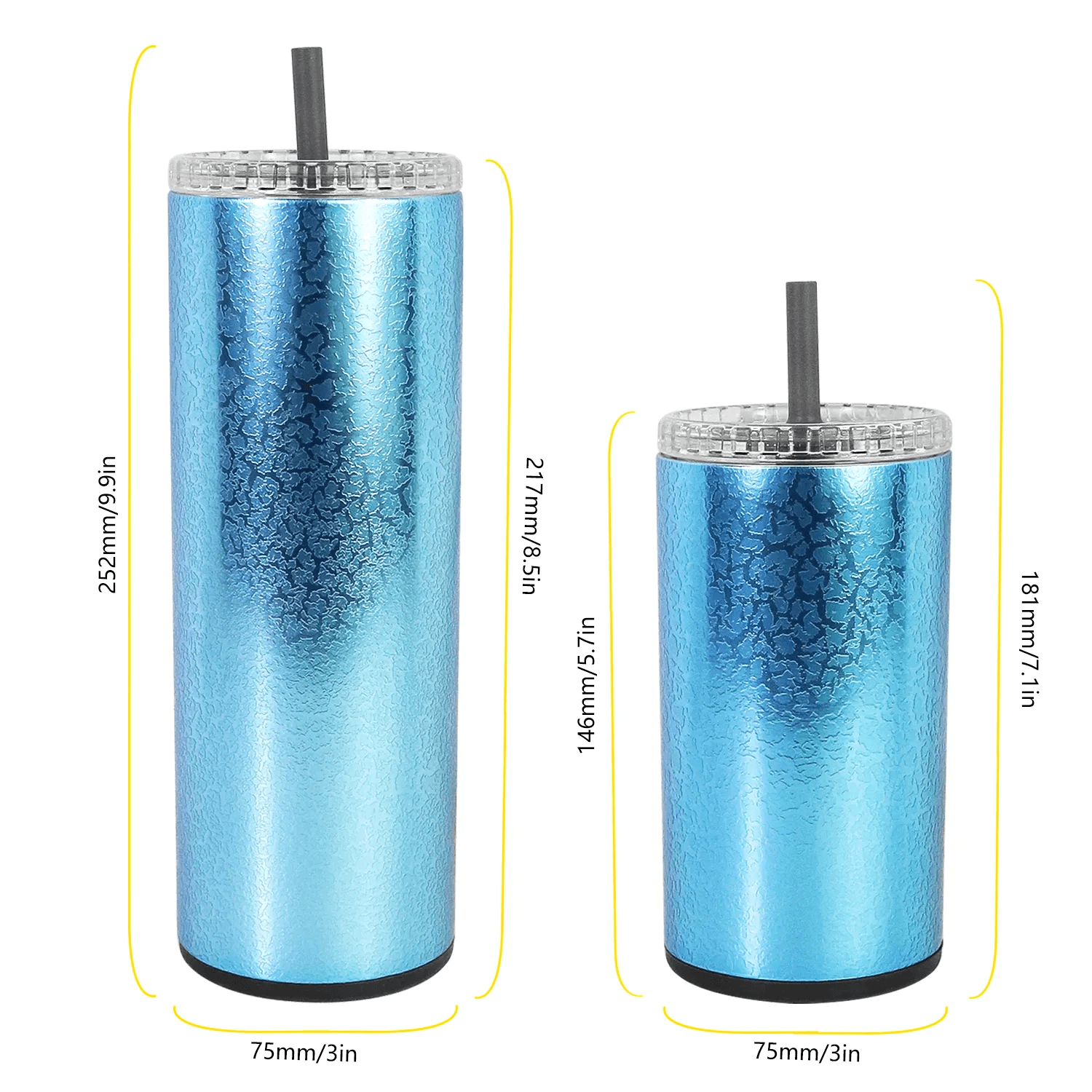 Person holding double wall vacuum insulated tumbler with cold water
