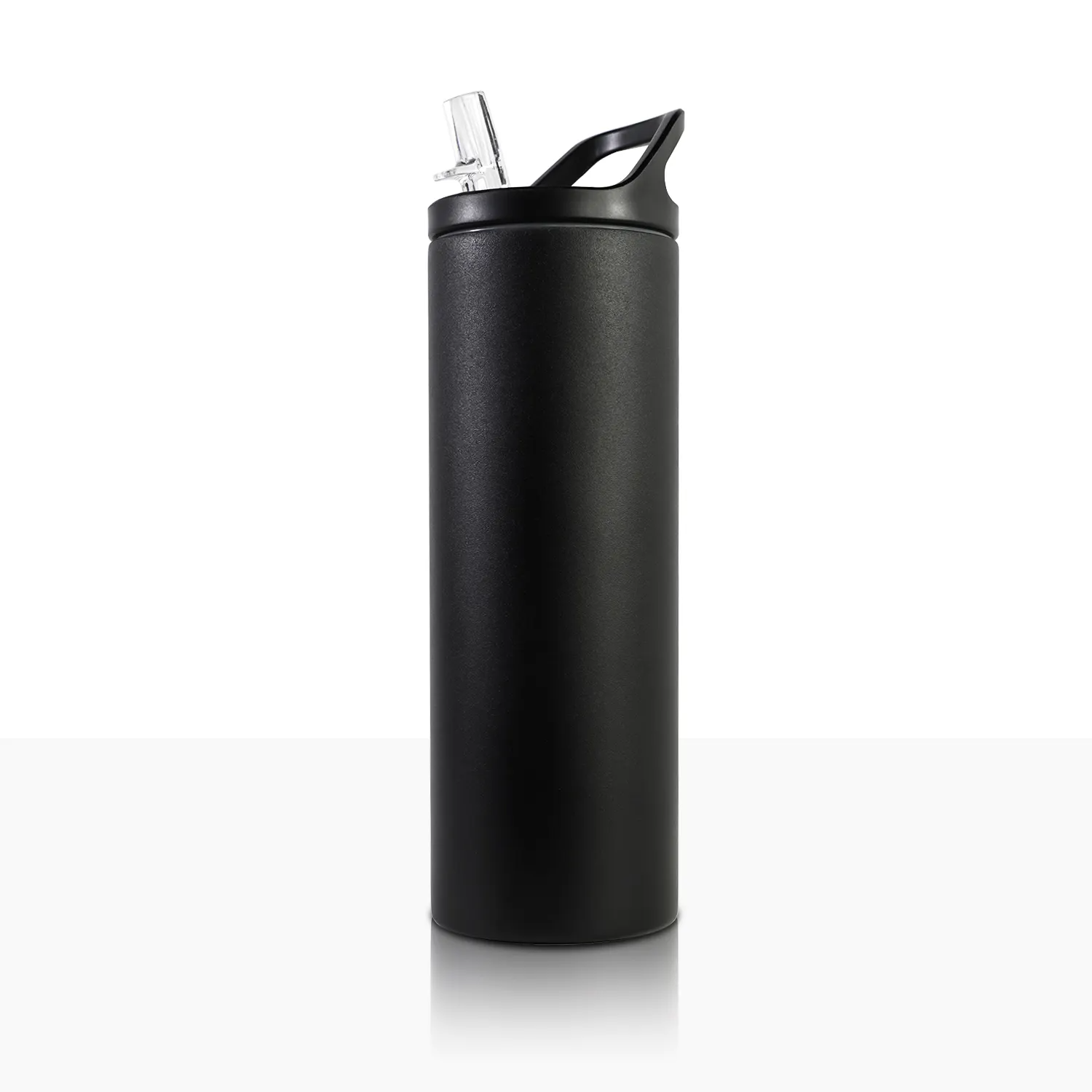 Large insulated water bottle in outdoor setting. Large insulated water bottle in outdoor setting.