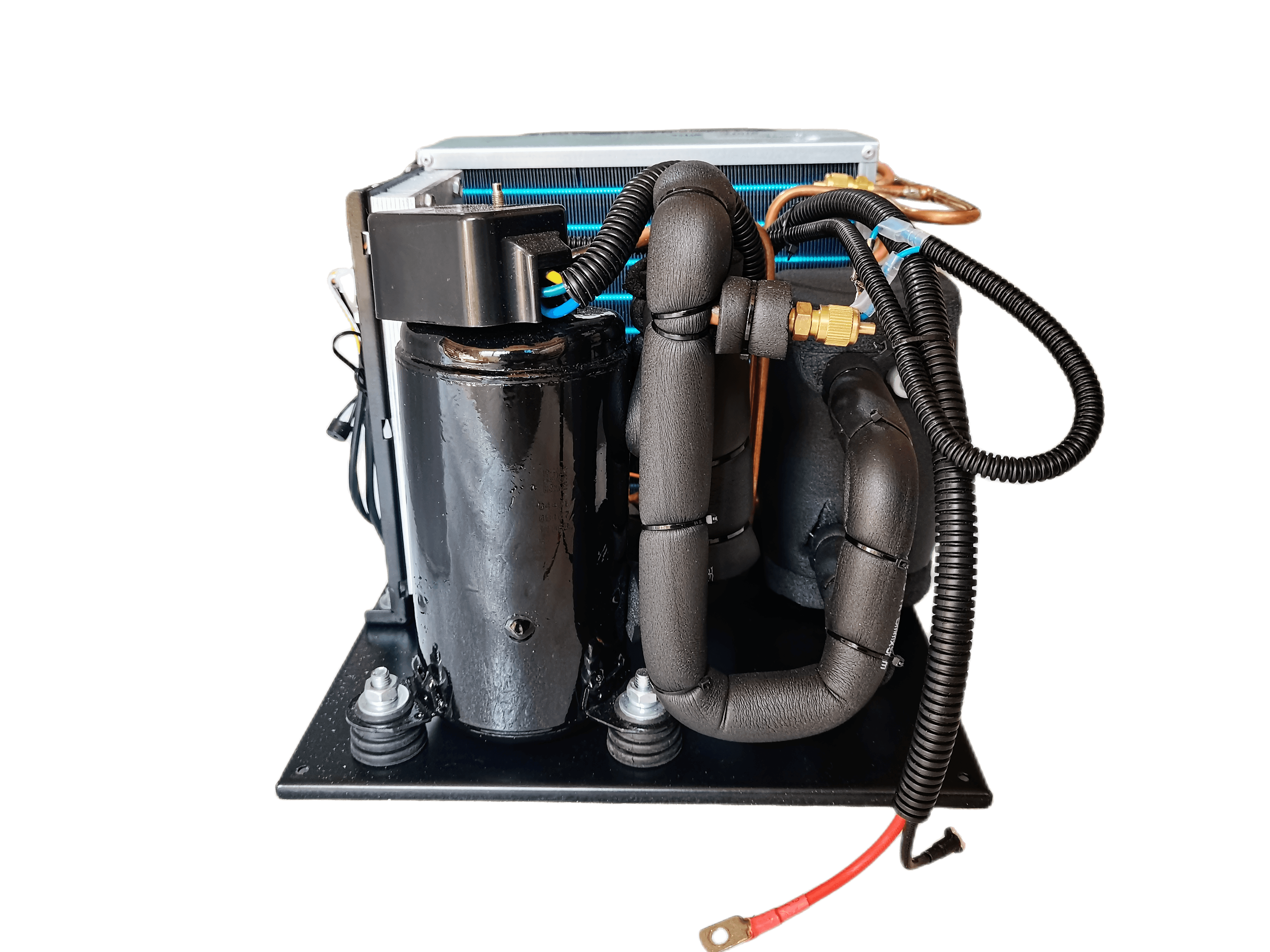 Ice machine compressor being replaced in commercial kitchen.