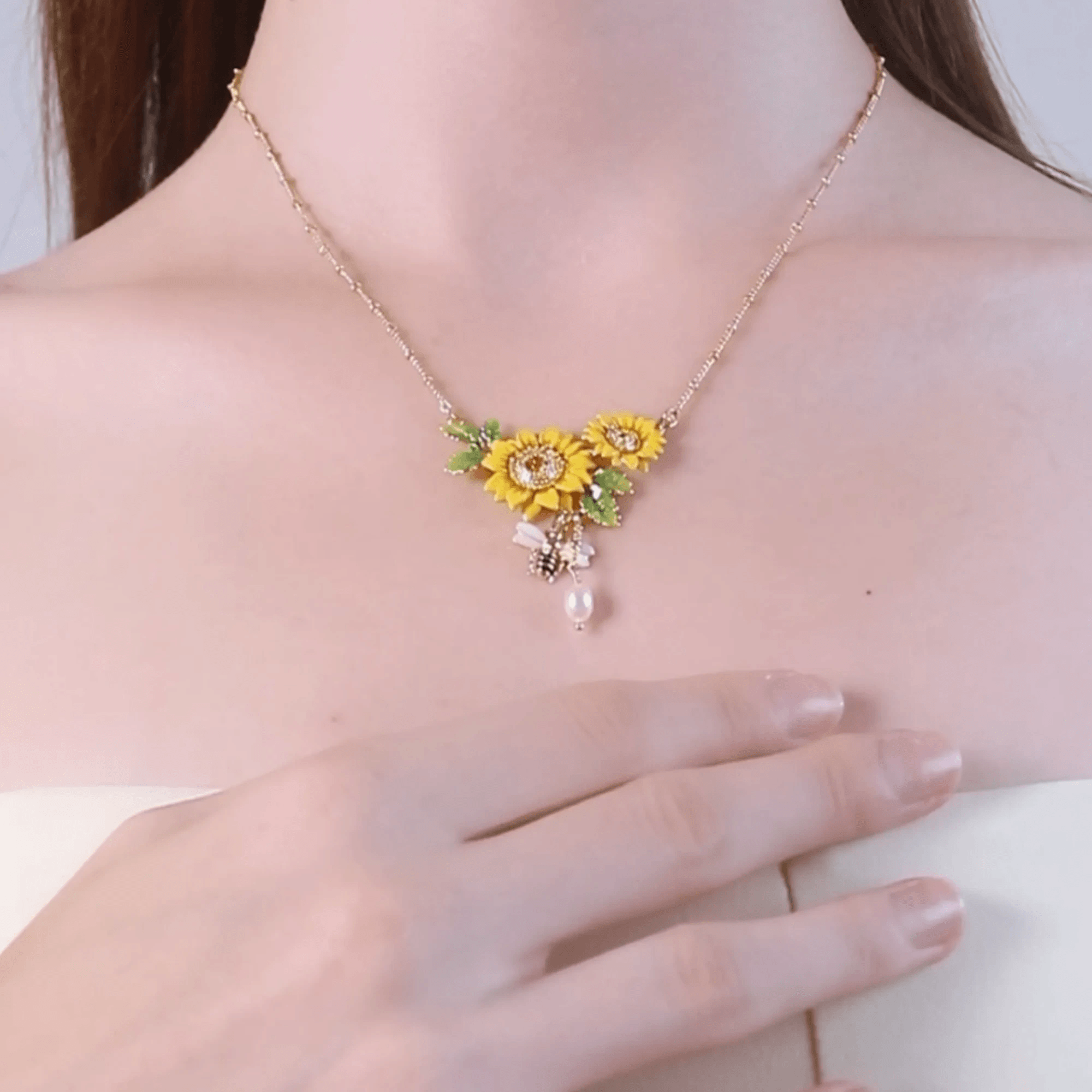 sunflower necklace showcasing vibrant design sunflower necklace showcasing vibrant design