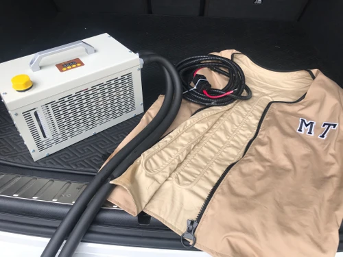 cooling work vest in action during hot weather cooling work vest in action during hot weather
