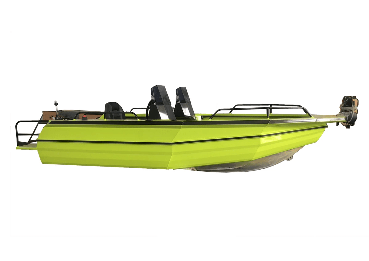Custom aluminum flats boat on water during fishing adventure. Custom aluminum flats boat on water during fishing adventure.