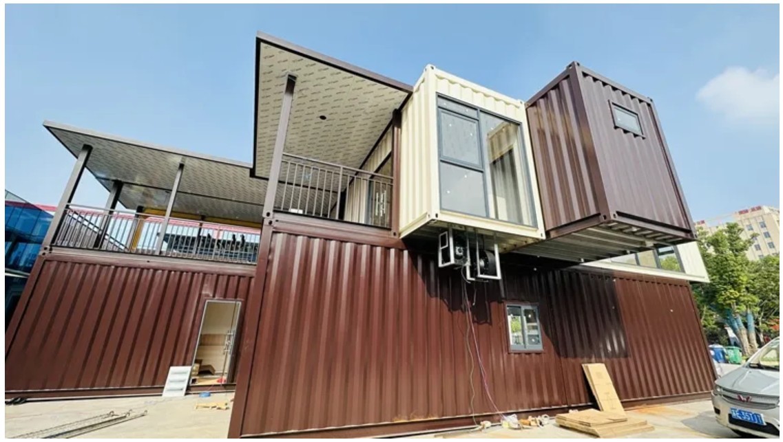 container flat pack solutions displayed outdoors