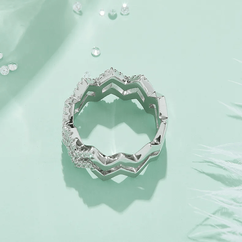 Sterling Silver Moissanite Ring Halo Design