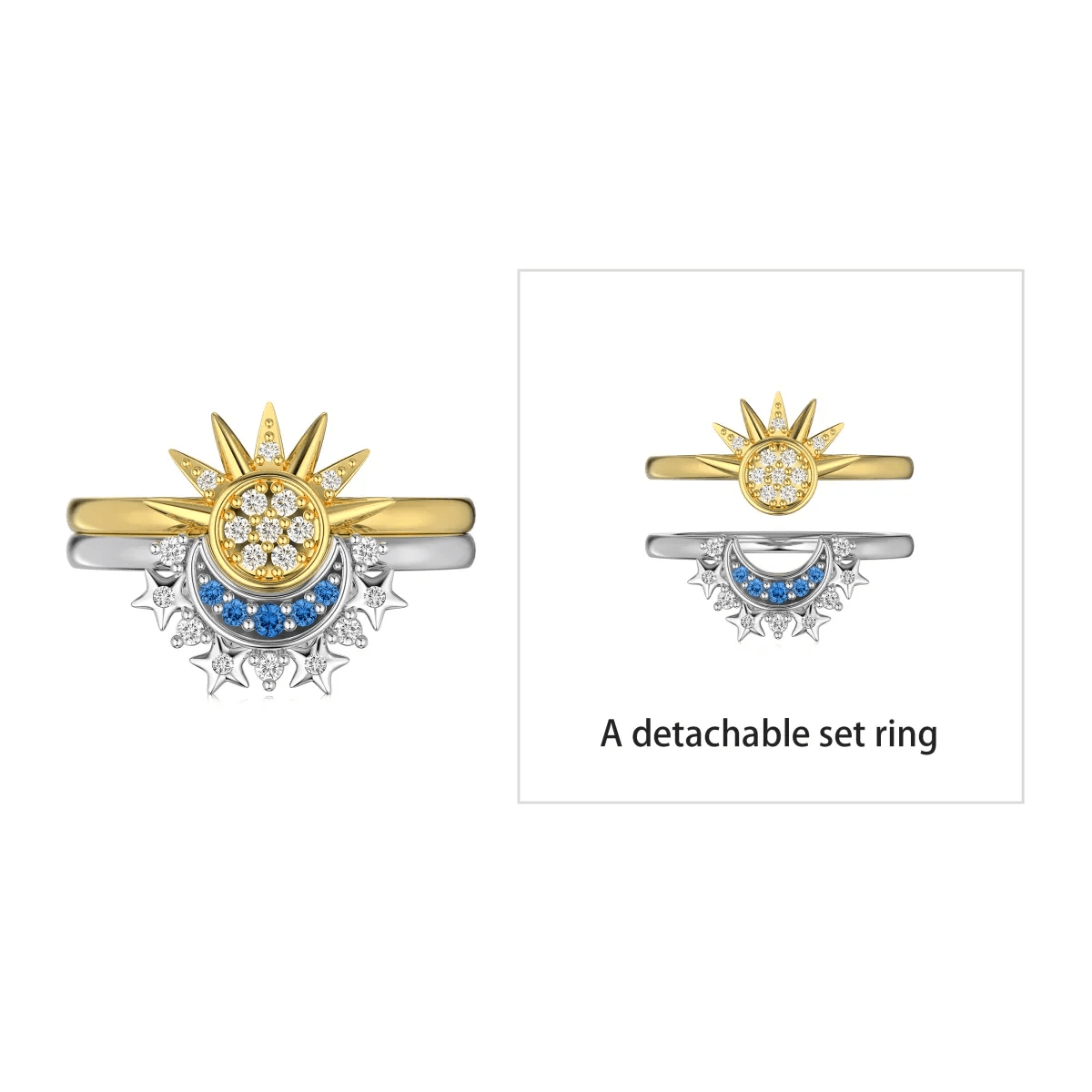 moon and star jewelry showcased in beautiful detachable set rings moon and star jewelry showcased in beautiful detachable set rings