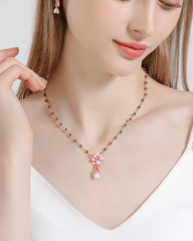 cherry necklace silver showcasing elegance