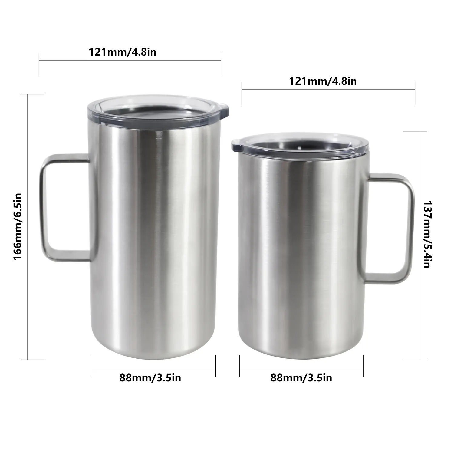 Tall Insulated Mugs With Handles - Sleek Stainless Steel Mug Tall Insulated Mugs With Handles - Sleek Stainless Steel Mug