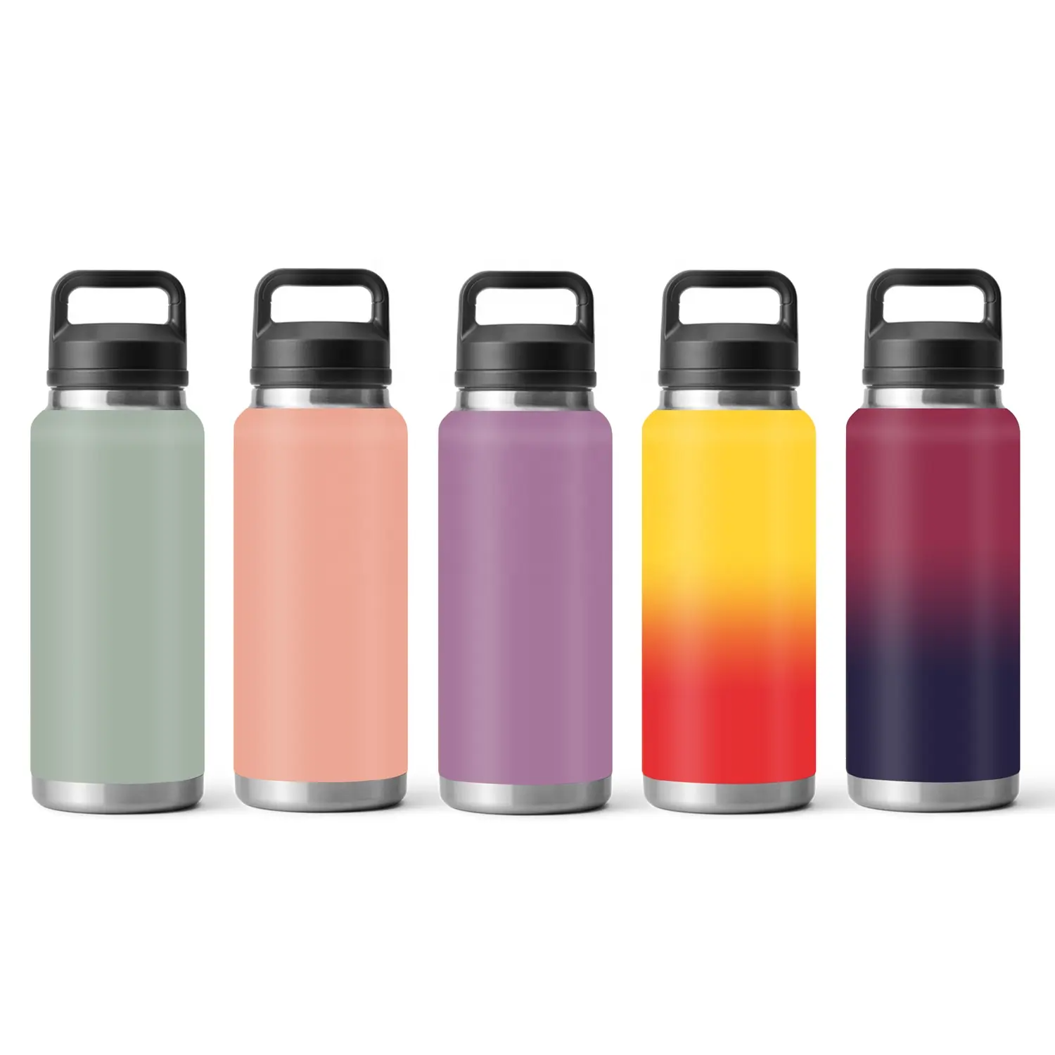 Custom metal water bottles in various colors and designs Custom metal water bottles in various colors and designs