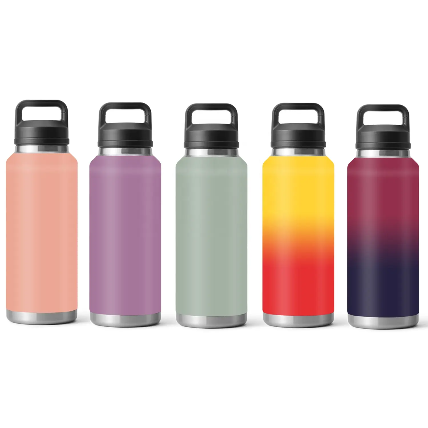 Large insulated water bottles in various colors and designs Large insulated water bottles in various colors and designs