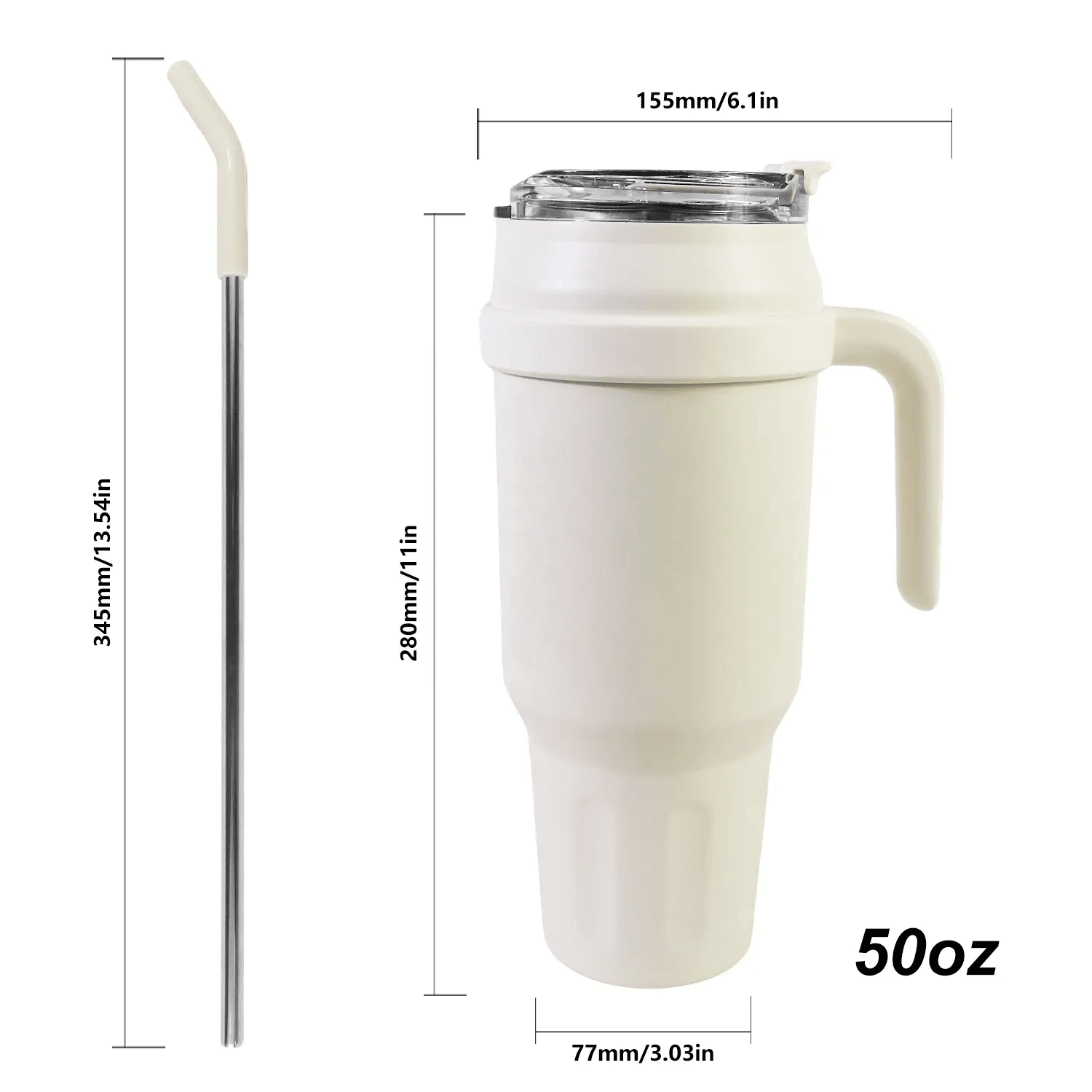 Personalized Stainless Steel Tumbler With Straw And Handle