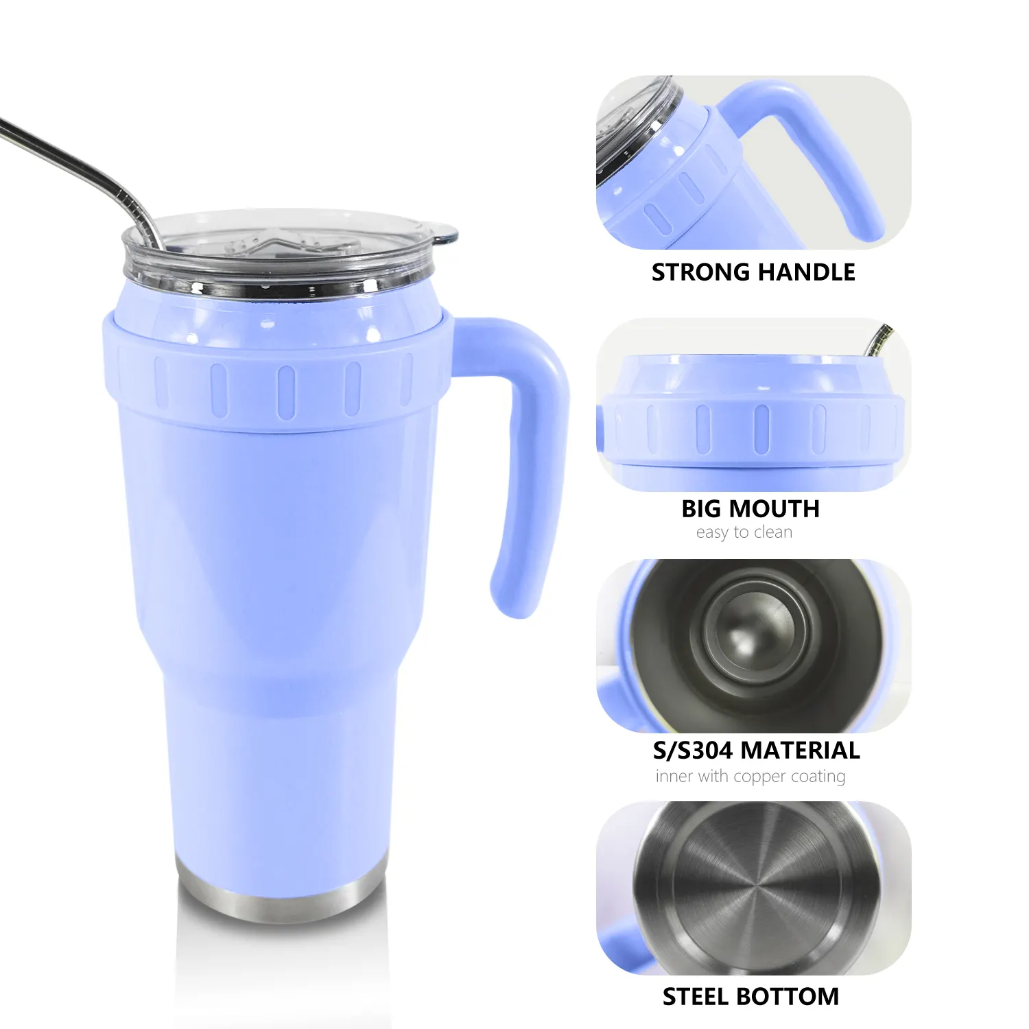 Stainless steel coffee travel mug for outdoor adventures.