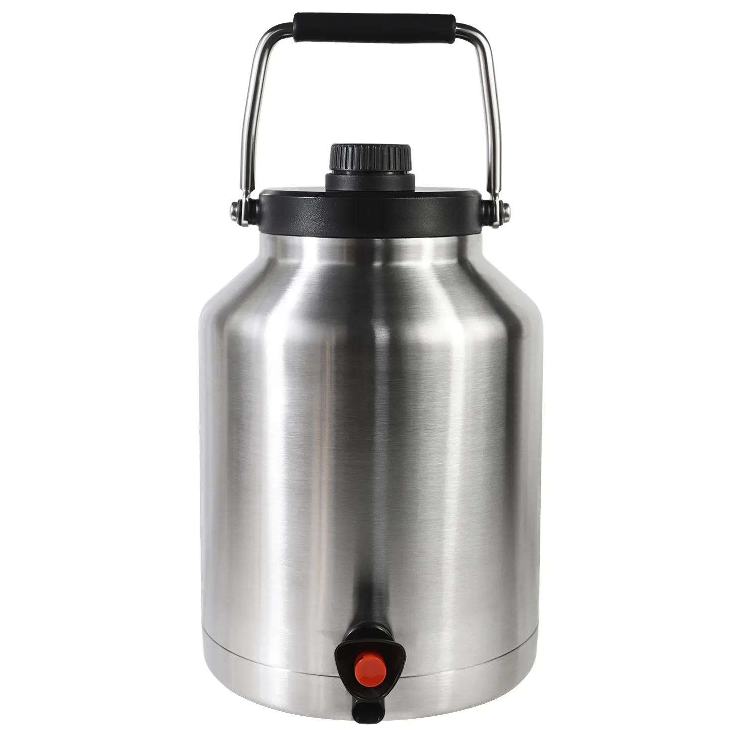 A sleek stainless steel water jug perfect for outdoor adventures A sleek stainless steel water jug perfect for outdoor adventures