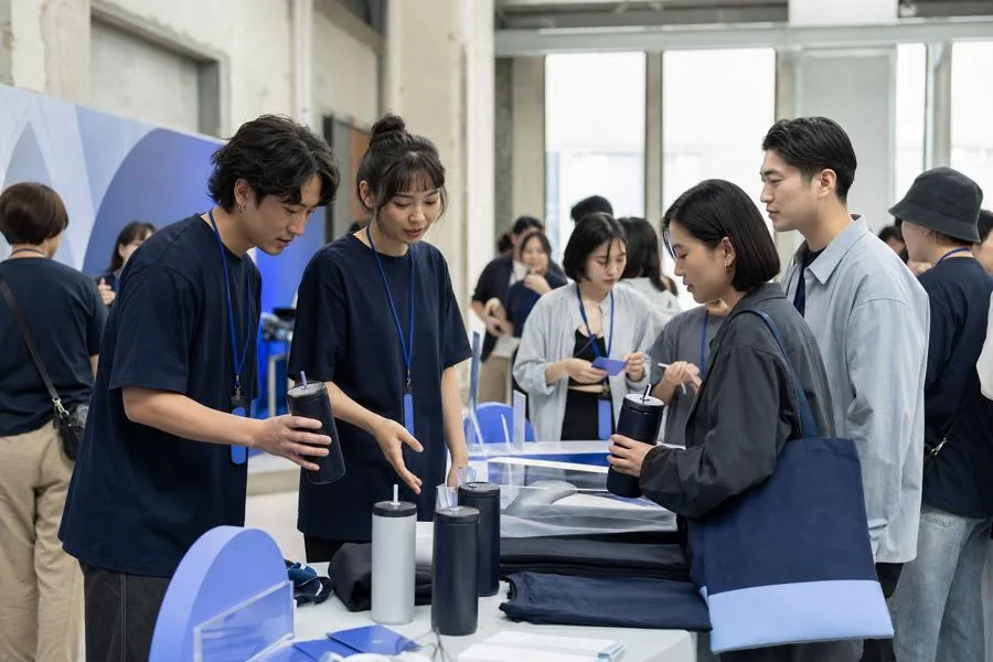品牌活動現場使用服飾、提袋、識別證與杯具